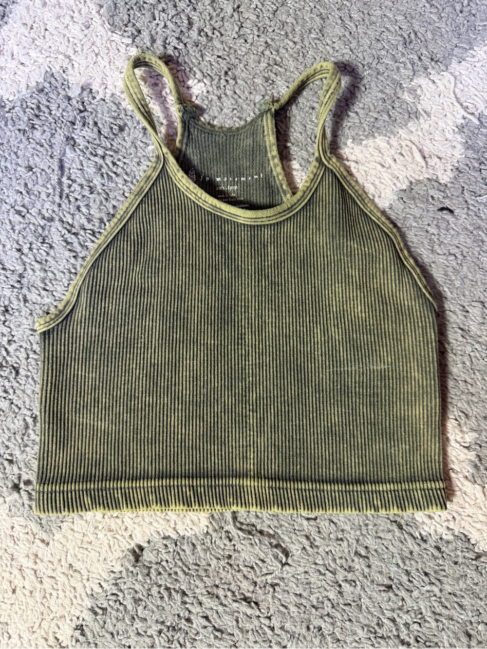 FP Movement by Free People Olive Ribbed Cropped Tank